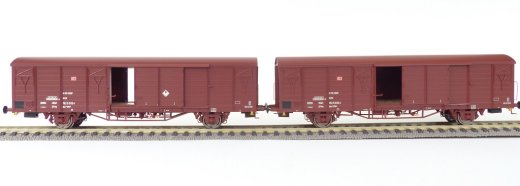 Exact-Train EX20469 - H0 DB 2er-Set G&uuml;terwagen Gbs 258 7 Sicken mit Beladung, Epoche VI (Zu &ouml;ffnenden T&uuml;ren)