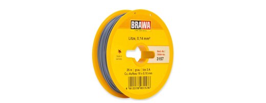 Brawa 3157 - Litze 0,14 mm&sup2;, grau Ep.