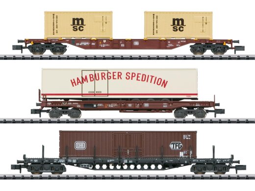 Minitrix T18702 - Containerwagen-Set &quot;Containerverkehr&quot;, Ep.IV