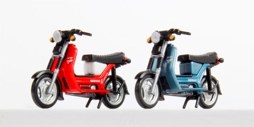 KRES 55061020 - H0 Komplettmodelle 2x Simson SR50, kirschrot und blau