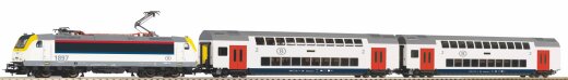 Piko 59108 - H0 PSC wlan S-Set Rh E 186 + 2 Dostos 2. Kl. SNCB A-Gleis &amp; B VI