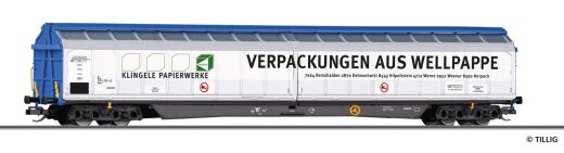 Tillig 15839 - TT Schiebewandwagen Habins &bdquo;Klingele Papierwerke&ldquo; der DB AG, Ep. V