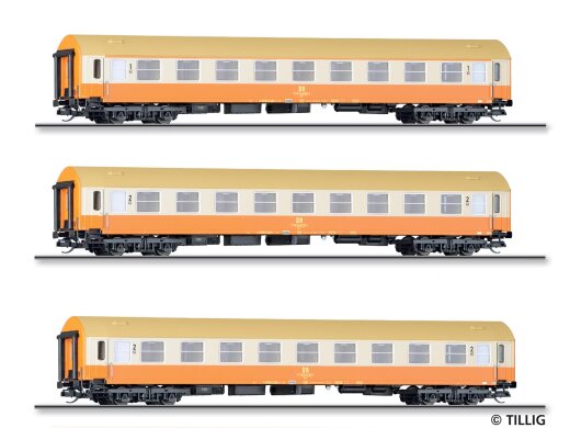 Tillig 01804 - TT Personenwagenset &bdquo;St&auml;dteexpress&ldquo; der DR, bestehend aus drei Reisezugwagen Typ Y/B70, Ep. IV