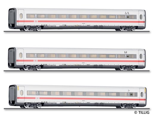 Tillig 01082 - TT ICE-1-Set &bdquo;Redesign&ldquo; bestehend aus einem Reisezugwagen 1. Klasse und zwei Reisezugwagen 2. Klasse, Teil 3, Ep. VI