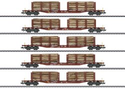 M&auml;rklin 47154 - H0 Rungenwagen-Set Holztransport DB