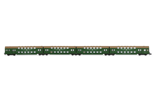 Arnold HN4472 - N DR, 4-teiliger Doppelstockwagen der Bauart DBv mit F&uuml;hrerstand, gerade Front, blattgr&uuml;n-braune Farbgebung &bdquo;DR&ldquo;, Ep. IV