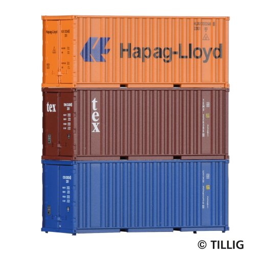 Tillig 07706 - TT Container-Set mit drei 20&lsquo;-Containern -