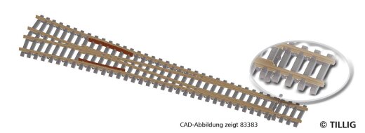 Tillig 83381 - TT Au&szlig;enbogenweiche 15&deg;, Betonschwelle -