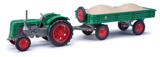 Busch 210110112 - H0 Traktor Famulus mit H&auml;nger mit Kies