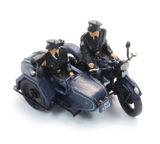 Artitec 387.580 - H0 Fertigmodell Reichspolizeimotorrad mit Beiwagen + 2 Figuren