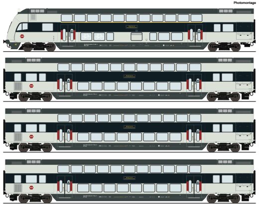 Roco 6220147 - H0 4-tlg. Set: Doppelstockwagen, DSB Ep. 6 AC