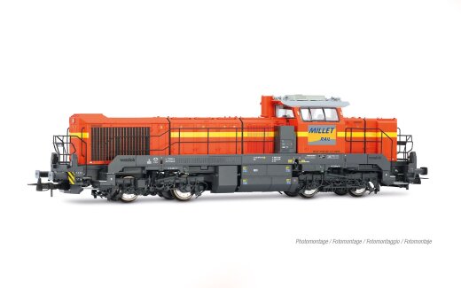 Jouef HJ2472 - H0 Millet Rail, dieselelektrische Lokomotive des Typs Vossloh DE 18, orange/grau Farbgebung, Ep. VI