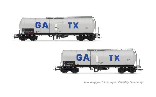 Rivarossi HR6667 - H0 GATX, 2-tlg. Set isolierter 4-achs. Kesselwagen, silberne Farbgebung mit gro&szlig;em GATX-Logo, Ep. VI