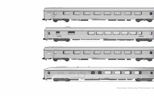 Arnold HN4499 - N SNCF, 4-tlg. Set klimatisierter Reisezugwagen der Bauart &bdquo;Mistral 69&ldquo;, TEE &bdquo;Jules Verne&ldquo;, Ep. IV