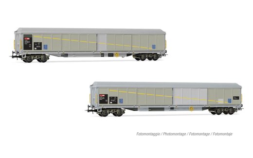 Rivarossi HR6650 - H0 SBB, 2-tlg. Set 4-achs. Schiebewandwagen der Bauart Habils in Flickenfarbgebung, Ep. V