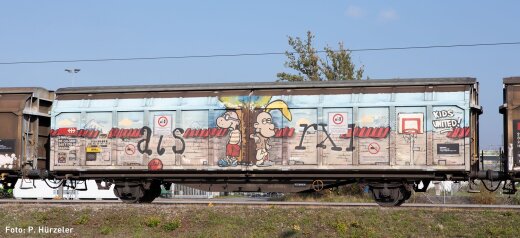 Hobbytrain H24663 - N Schiebewandwagen Hbbillns SBB, Ep.VI, Graffiti-Serie (3)