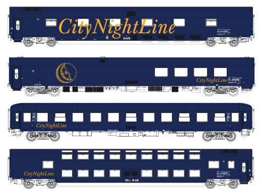 LS Models LS99041 - H0 4er Set Nachtzugwagen CNL, Ep.V, CNL 212/213, Set II