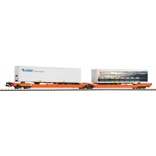 Piko H0 58972 - Taschenwg. T3000e Wascosa mit 2 untersch. Sieber Trailer VI